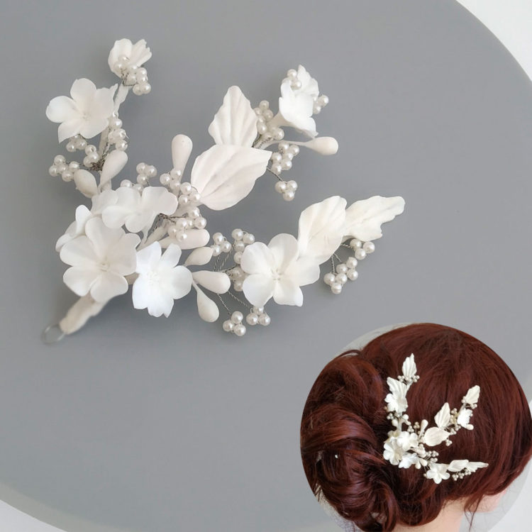 Tocado de flores en porcelana fría - Seema