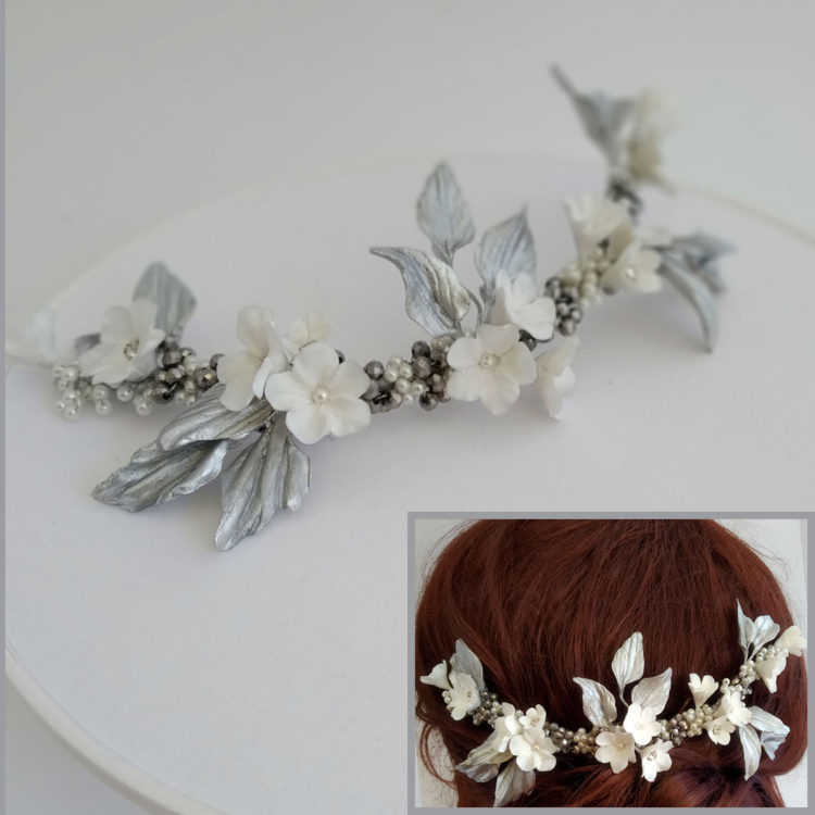 Tocado de flores en porcelana fría - Serena